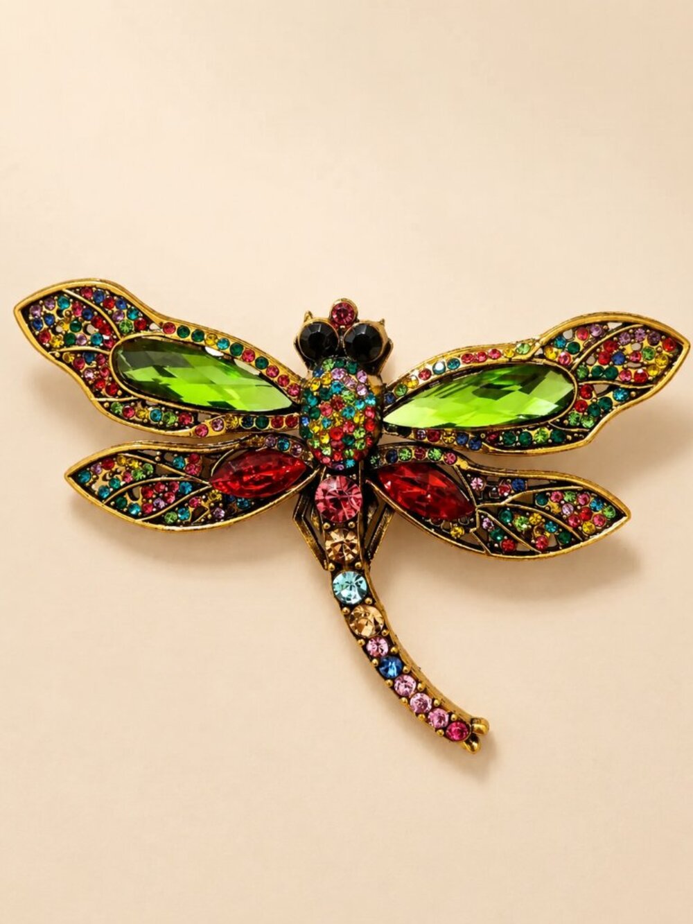 💎 Large Teal Crystal Dragonfly Statement Brooch 💎